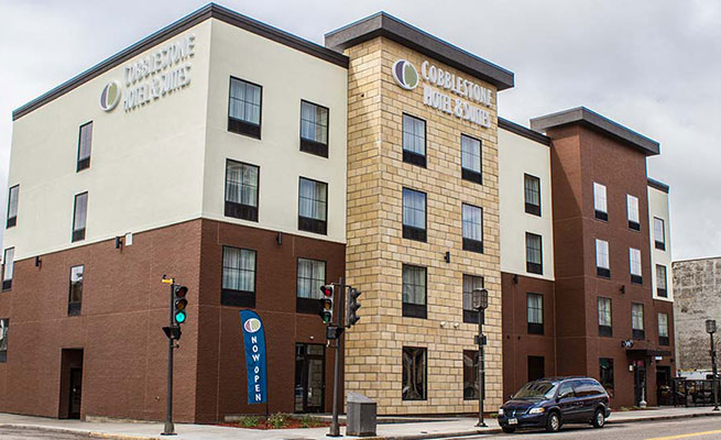 exterior of Cobblestone Hotel and Suites in Chippewa Falls